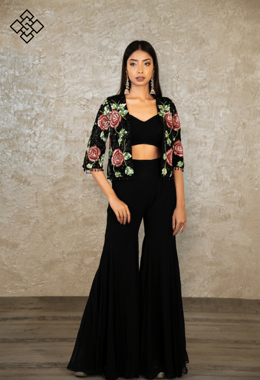 Black Floral Fusion Wear